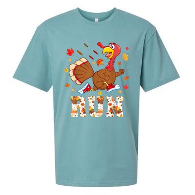 Turkey Run Costume Thanksgiving Running Turkey Trot Sueded Cloud Jersey T-Shirt