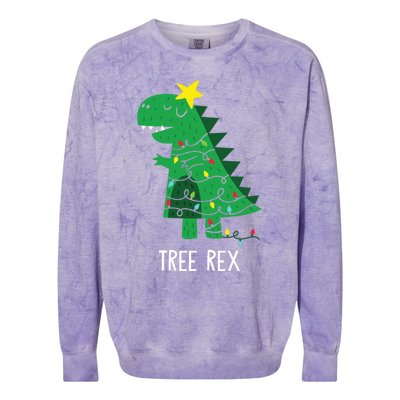 Tree Rex Christmas Gift T Rex Dinosaur Christmas Gift Colorblast Crewneck Sweatshirt