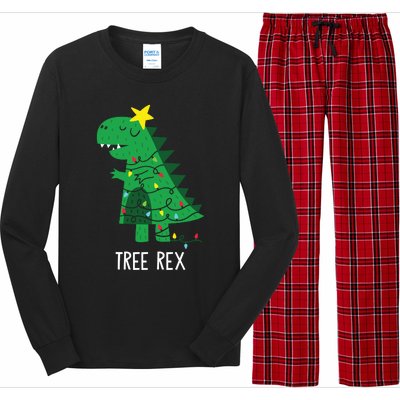 Tree Rex Christmas Gift T Rex Dinosaur Christmas Gift Long Sleeve Pajama Set