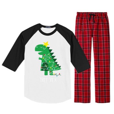 Tree Rex Christmas Gift T Rex Dinosaur Christmas Gift Raglan Sleeve Pajama Set