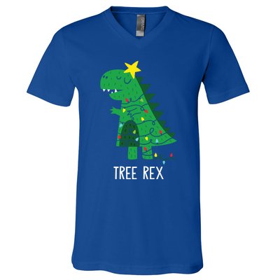 Tree Rex Christmas Gift T Rex Dinosaur Christmas Gift V-Neck T-Shirt