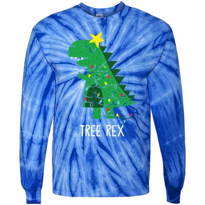 Tree Rex Christmas Gift T Rex Dinosaur Christmas Gift Tie-Dye Long Sleeve Shirt