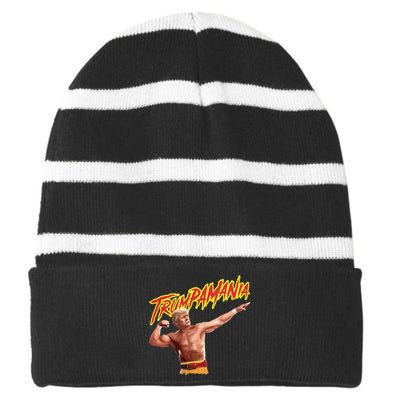 Trump Republican Convention Wrestling Meme Trumpamania Striped Beanie with Solid Band