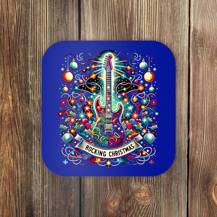 The Rocking Christmas Christmas Rock Guitar Santa Gift Coaster