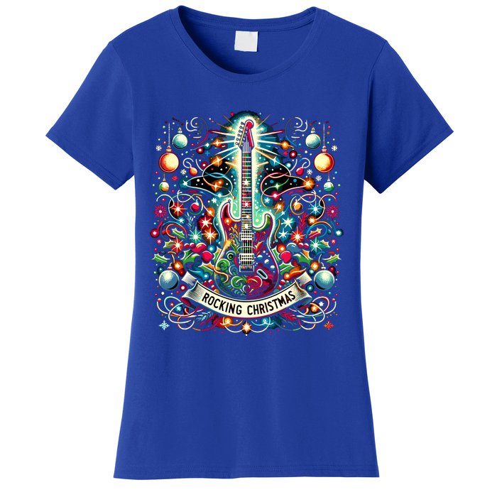 The Rocking Christmas Christmas Rock Guitar Santa Gift Women's T-Shirt