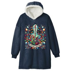 The Rocking Christmas Christmas Rock Guitar Santa Gift Hooded Wearable Blanket