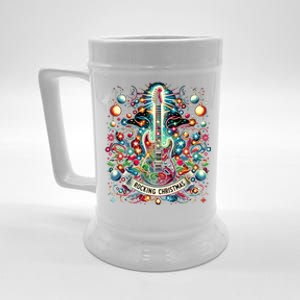 The Rocking Christmas Christmas Rock Guitar Santa Gift Beer Stein