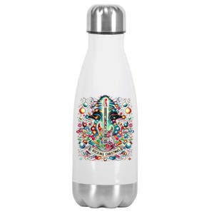 The Rocking Christmas Christmas Rock Guitar Santa Gift Stainless Steel Insulated Water Bottle