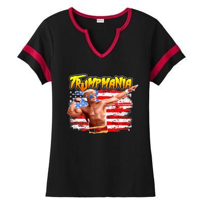 Trump Republican Convention Wrestling Meme Trumpamania Ladies Halftime Notch Neck Tee