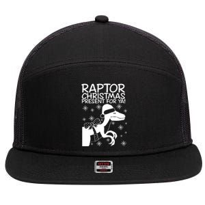 Trex Raptor Christmas Present For Ya Christmas 7 Panel Mesh Trucker Snapback Hat