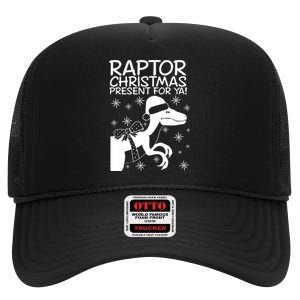 Trex Raptor Christmas Present For Ya Christmas High Crown Mesh Back Trucker Hat