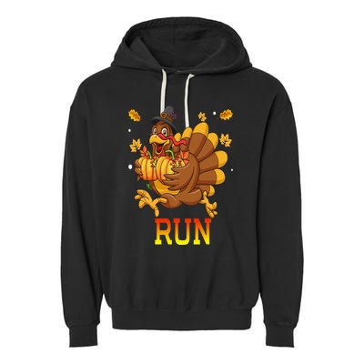 Turkey Run Costume Thanksgiving Running Turkey Trot Garment-Dyed Fleece Hoodie