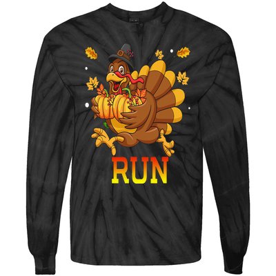 Turkey Run Costume Thanksgiving Running Turkey Trot Tie-Dye Long Sleeve Shirt