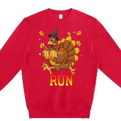 Turkey Run Costume Thanksgiving Running Turkey Trot Premium Crewneck Sweatshirt