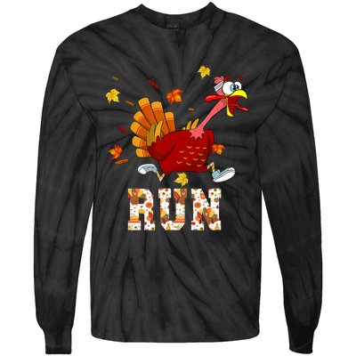 Turkey Run Costume Thanksgiving Running Turkey Trot Tie-Dye Long Sleeve Shirt