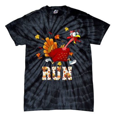 Turkey Run Costume Thanksgiving Running Turkey Trot Tie-Dye T-Shirt