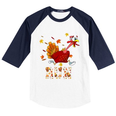 Turkey Run Costume Thanksgiving Running Turkey Trot Baseball Sleeve Shirt