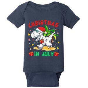 T Rex Christmas In July Shirt for Boy Toddler  Dinosaur Baby Bodysuit