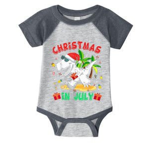 T Rex Christmas In July Shirt for Boy Toddler  Dinosaur Infant Baby Jersey Bodysuit