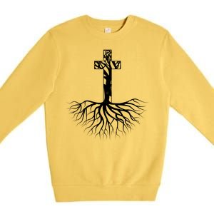 Tree Root Christian Cross Premium Crewneck Sweatshirt