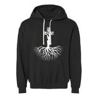 Tree Root Christian Cross Garment-Dyed Fleece Hoodie