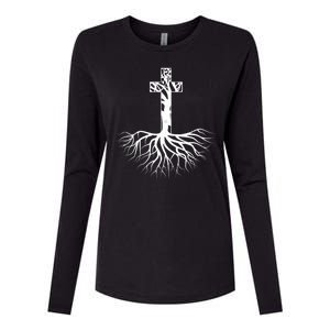 Tree Root Christian Cross Womens Cotton Relaxed Long Sleeve T-Shirt