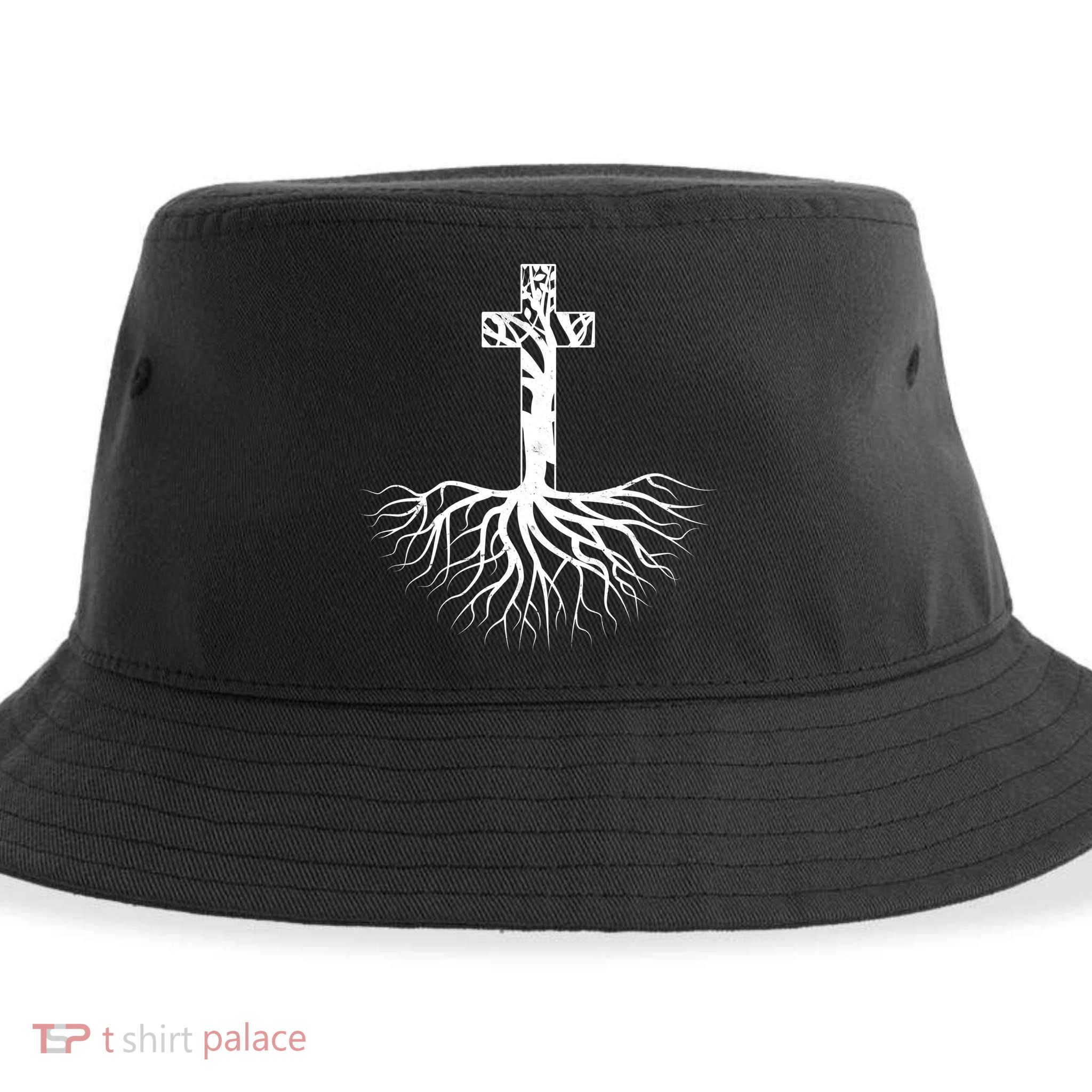 Tree Root Christian Cross Sustainable Bucket Hat