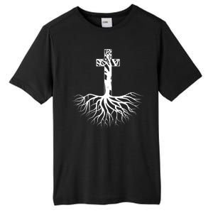 Tree Root Christian Cross Tall Fusion ChromaSoft Performance T-Shirt