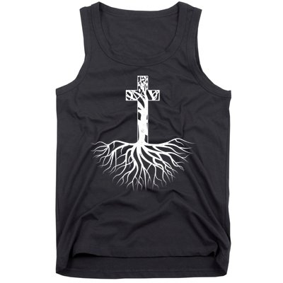 Tree Root Christian Cross Tank Top