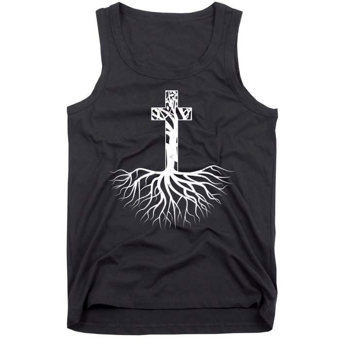 Tree Root Christian Cross Tank Top