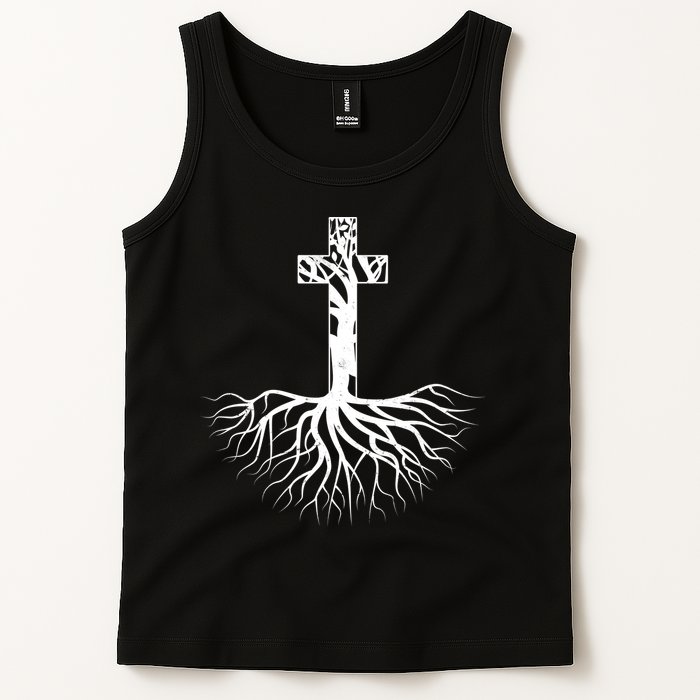 Tree Root Christian Cross Tank Top