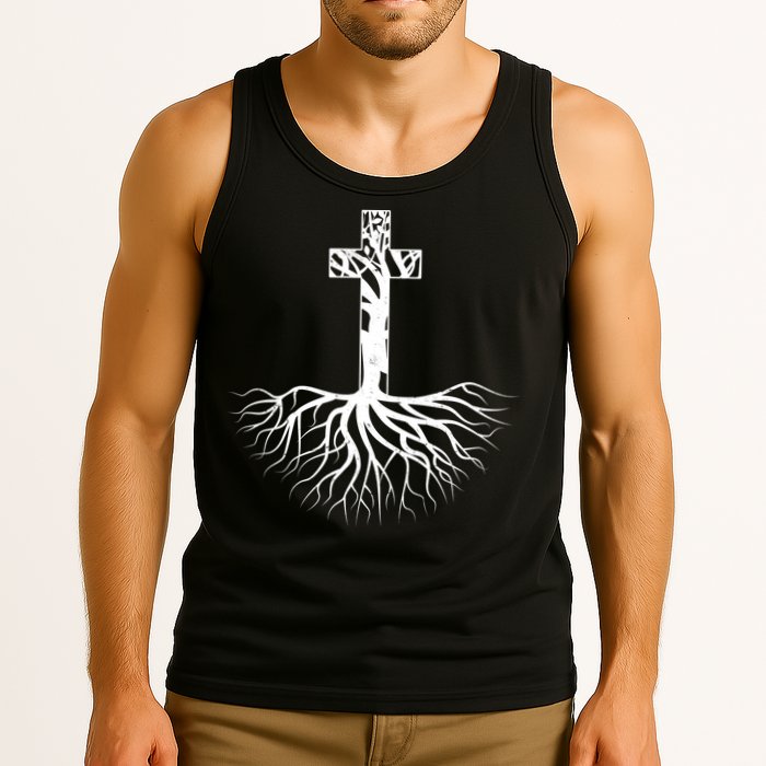 Tree Root Christian Cross Tank Top