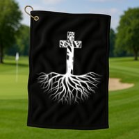 Tree Root Christian Cross Golf Towel