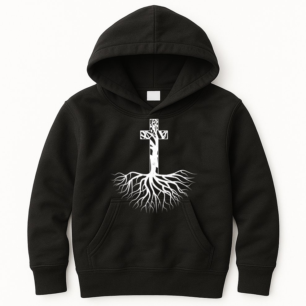 Tree Root Christian Cross Kids Hoodie
