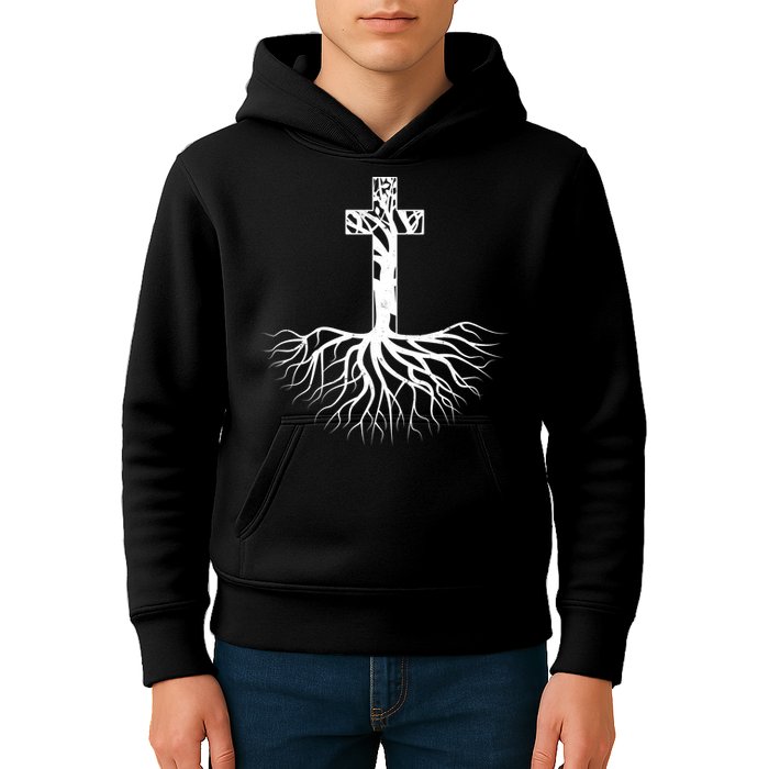 Tree Root Christian Cross Kids Hoodie