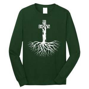 Tree Root Christian Cross Long Sleeve Shirt