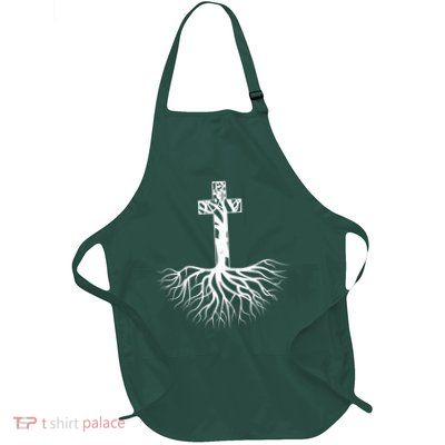Tree Root Christian Cross Full-Length Apron With Pockets