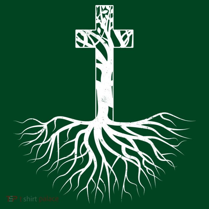 Tree Root Christian Cross Button