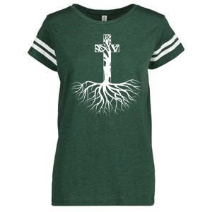 Tree Root Christian Cross Enza Ladies Jersey Football T-Shirt