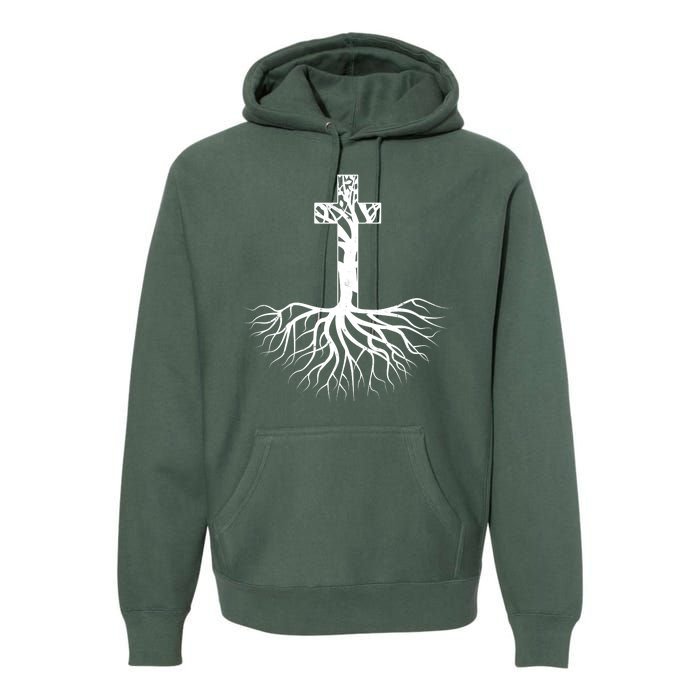 Tree Root Christian Cross Premium Hoodie