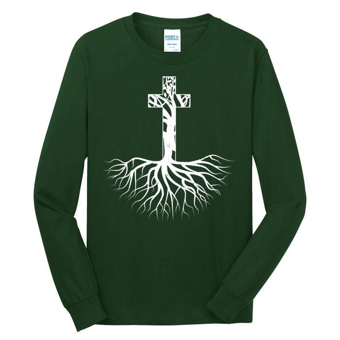 Tree Root Christian Cross Tall Long Sleeve T-Shirt