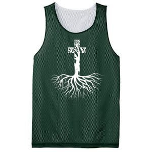 Tree Root Christian Cross Mesh Reversible Basketball Jersey Tank