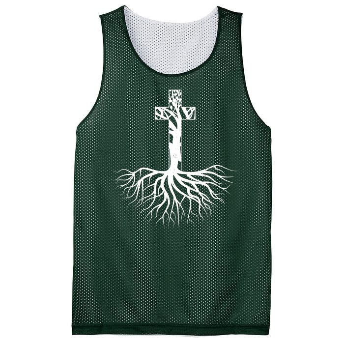 Tree Root Christian Cross Mesh Reversible Basketball Jersey Tank