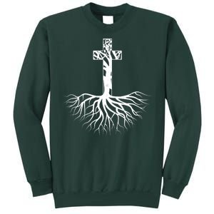 Tree Root Christian Cross Tall Sweatshirt