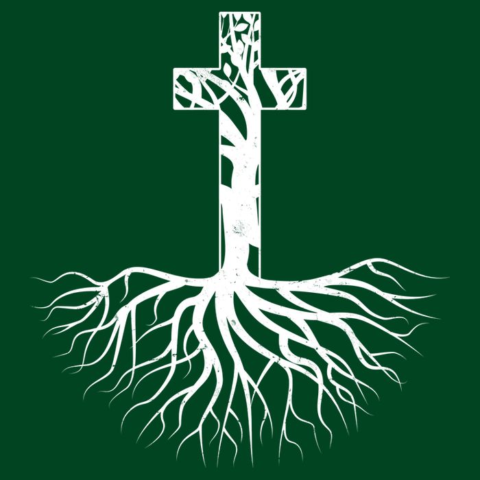 Tree Root Christian Cross Womens T-Shirt