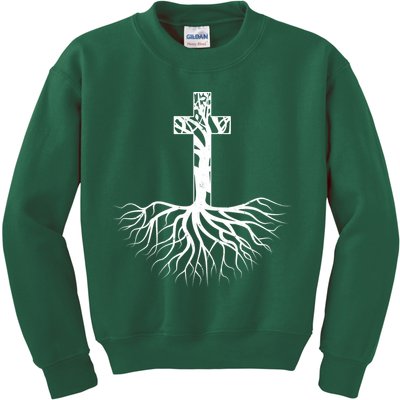 Tree Root Christian Cross Kids Sweatshirt