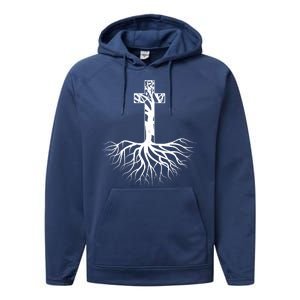 Tree Root Christian Cross Performance Fleece Hoodie