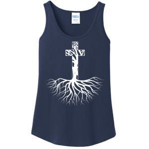 Tree Root Christian Cross Ladies Essential Tank