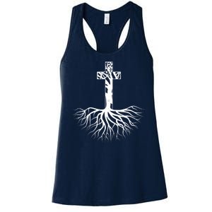 Tree Root Christian Cross Women's Racerback Tank