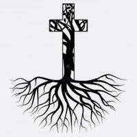 Tree Root Christian Cross Garment-Dyed Sweatshirt